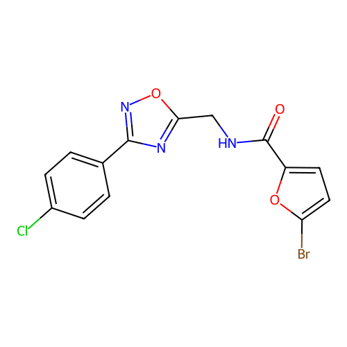 5-bromo-N-[[3-(4-chlorophenyl)-1,2,4-oxadiazol-5-yl]methyl]furan-2-carboxamide structure