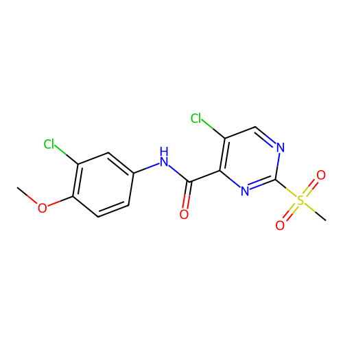 5-chloro-N-(3-chloro-4-methoxyphenyl)-2-methylsulfonylpyrimidine-4-carboxamide structure