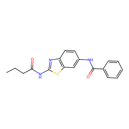 N-[2-(butanoylamino)-1,3-benzothiazol-6-yl]benzamide structure