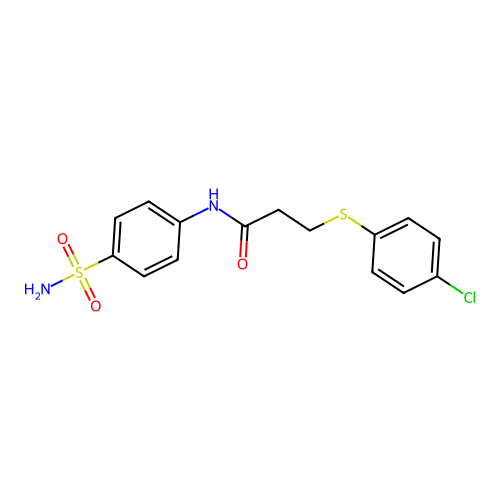 3-(4-chlorophenyl)sulfanyl-N-(4-sulfamoylphenyl)propanamide structure