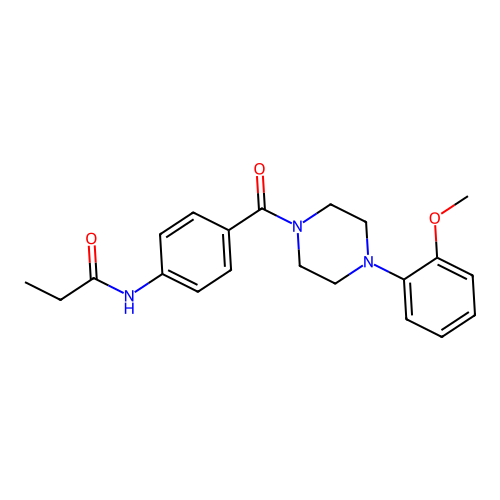 N-[4-[4-(2-methoxyphenyl)piperazine-1-carbonyl]phenyl]propanamide structure