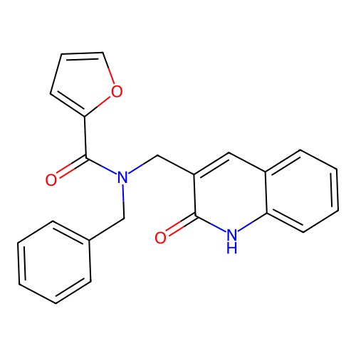 N-benzyl-N-[(2-oxo-1H-quinolin-3-yl)methyl]furan-2-carboxamide structure