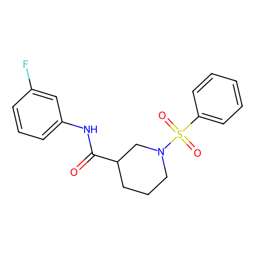 N-(3-fluorophenyl)-1-(phenylsulfonyl)piperidine-3-carboxamide structure