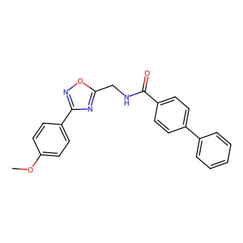 N-[[3-(4-methoxyphenyl)-1,2,4-oxadiazol-5-yl]methyl]-4-phenylbenzamide structure