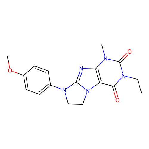 2-Ethyl-6-(4-methoxyphenyl)-4-methyl-7,8-dihydropurino[7,8-a]imidazole-1,3-dione structure