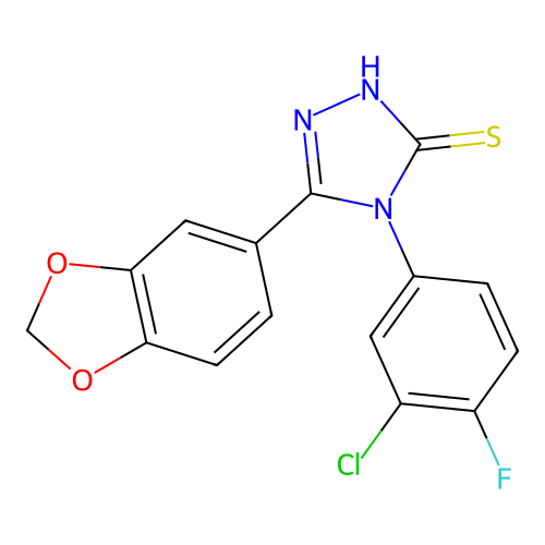 3-(1,3-benzodioxol-5-yl)-4-(3-chloro-4-fluorophenyl)-1H-1,2,4-triazole-5-thione structure