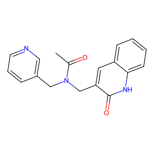 N-[(2-oxo-1H-quinolin-3-yl)methyl]-N-(pyridin-3-ylmethyl)acetamide structure