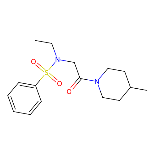 N-ethyl-N-[2-(4-methylpiperidin-1-yl)-2-oxoethyl]benzenesulfonamide structure