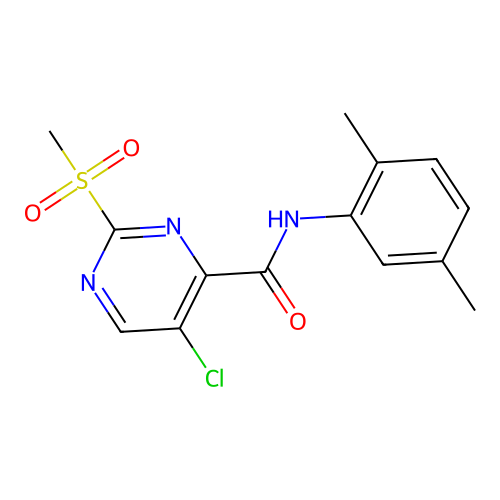 5-chloro-N-(2,5-dimethylphenyl)-2-methylsulfonylpyrimidine-4-carboxamide structure