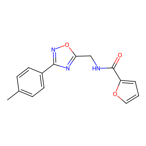 N-[[3-(4-methylphenyl)-1,2,4-oxadiazol-5-yl]methyl]furan-2-carboxamide structure