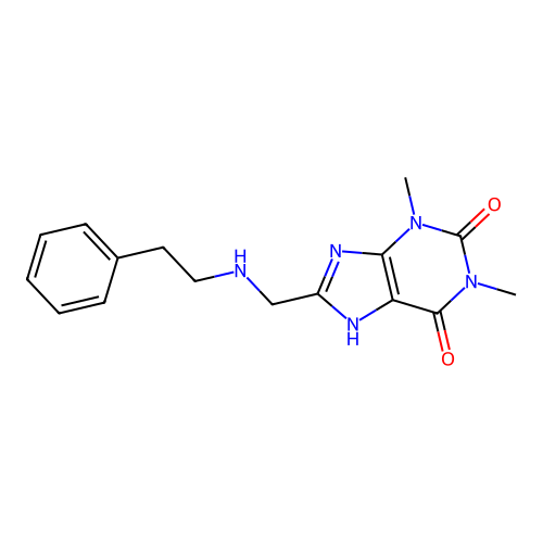 1,3-dimethyl-8-{[(2-phenylethyl)amino]methyl}-3,7-dihydro-1H-purine-2,6-dione structure