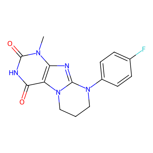 9-(4-fluorophenyl)-1-methyl-7,8-dihydro-6H-purino[7,8-a]pyrimidine-2,4-dione structure