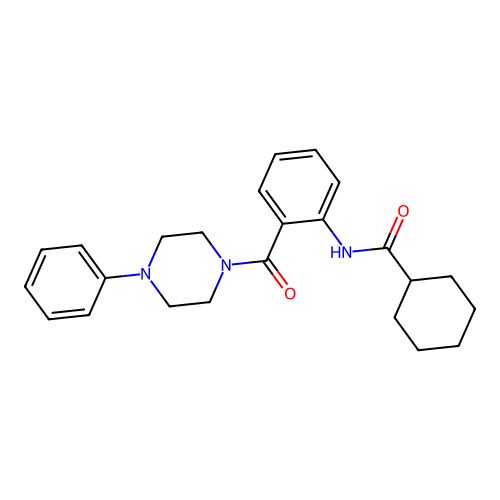 N-[2-(4-phenylpiperazine-1-carbonyl)phenyl]cyclohexanecarboxamide structure