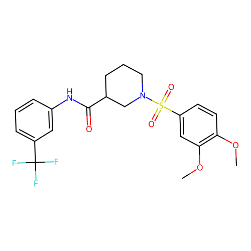 1-(3,4-dimethoxyphenyl)sulfonyl-N-[3-(trifluoromethyl)phenyl]piperidine-3-carboxamide structure