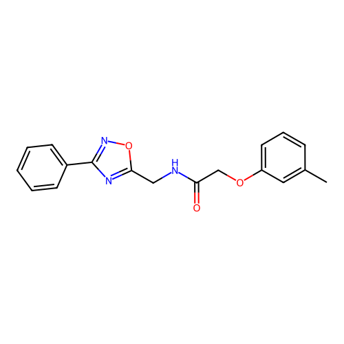 2-(3-methylphenoxy)-N-[(3-phenyl-1,2,4-oxadiazol-5-yl)methyl]acetamide structure