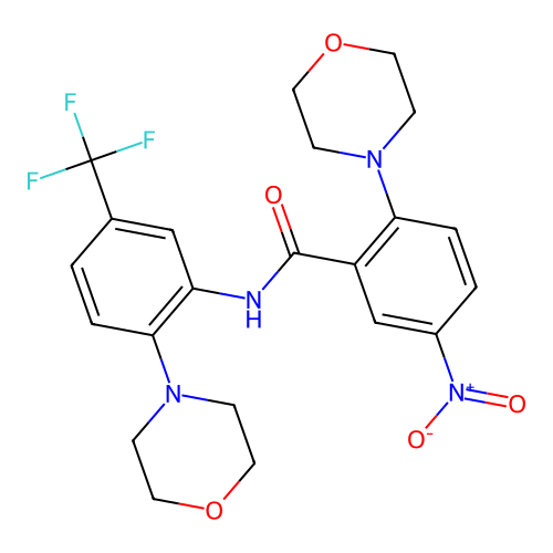 2-morpholin-4-yl-N-[2-morpholin-4-yl-5-(trifluoromethyl)phenyl]-5-nitrobenzamide structure
