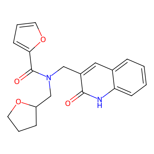 N-(oxolan-2-ylmethyl)-N-[(2-oxo-1H-quinolin-3-yl)methyl]furan-2-carboxamide structure