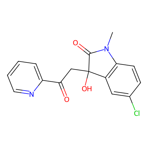 5-Chloro-3-hydroxy-1-methyl-3-(2-oxo-2-pyridin-2-ylethyl)indol-2-one structure