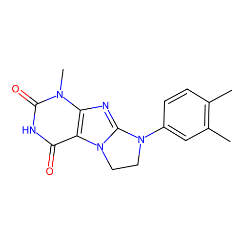 8-(3,4-dimethylphenyl)-1-methyl-1,3,5-trihydroimidazolidino[1,2-h]purine-2,4-d ione structure