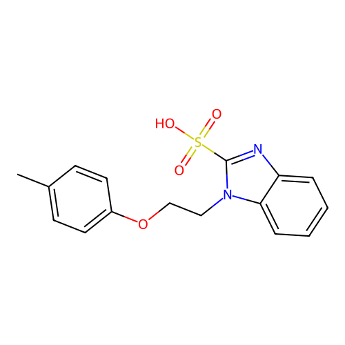 1-(2-(P-Tolyloxy)ethyl)-1H-benzo[D]imidazole-2-sulfonic acid structure
