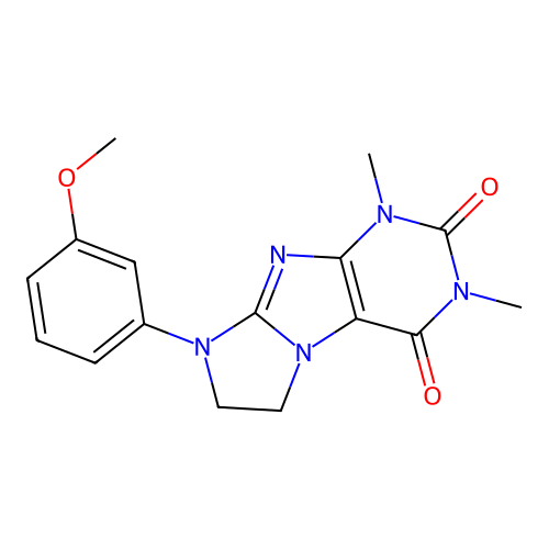 8-(3-methoxyphenyl)-1,3-dimethyl-7,8-dihydro-1H-imidazo[2,1-f]purine-2,4(3H,6H)-dione structure