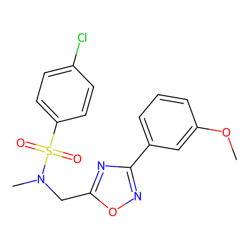 4-chloro-N-[[3-(3-methoxyphenyl)-1,2,4-oxadiazol-5-yl]methyl]-N-methylbenzenesulfonamide structure