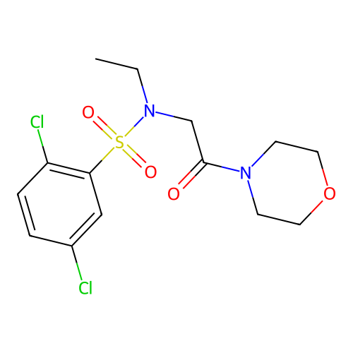 2,5-dichloro-N-ethyl-N-(2-morpholin-4-yl-2-oxoethyl)benzenesulfonamide structure