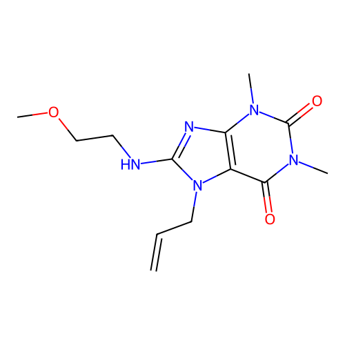 7-allyl-8-((2-methoxyethyl)amino)-1,3-dimethyl-1H-purine-2,6(3H,7H)-dione structure