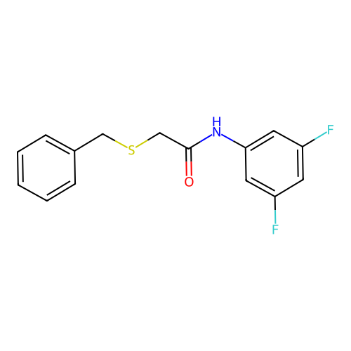 2-benzylsulfanyl-N-(3,5-difluorophenyl)acetamide structure