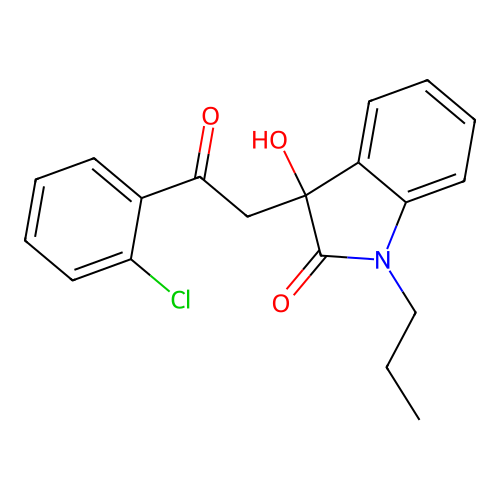 3-[2-(2-chlorophenyl)-2-oxoethyl]-3-hydroxy-1-propyl-1,3-dihydro-2H-indol-2-one structure