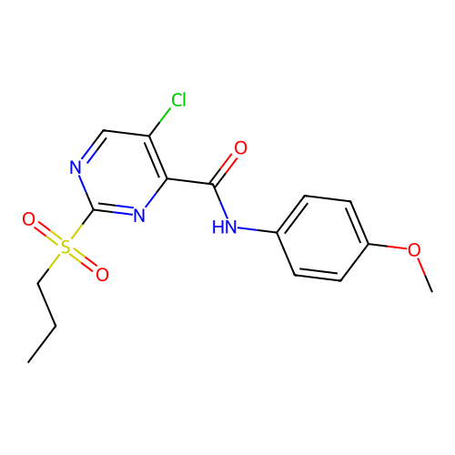 5-chloro-N-(4-methoxyphenyl)-2-propylsulfonylpyrimidine-4-carboxamide structure