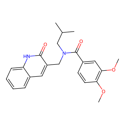 3,4-dimethoxy-N-(2-methylpropyl)-N-[(2-oxo-1H-quinolin-3-yl)methyl]benzamide structure