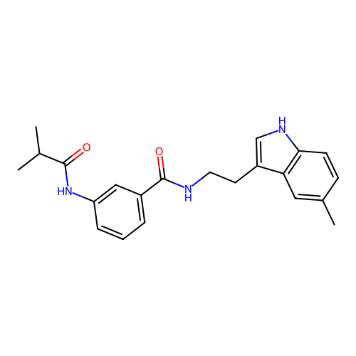N-[2-(5-methyl-1H-indol-3-yl)ethyl]-3-(2-methylpropanoylamino)benzamide structure