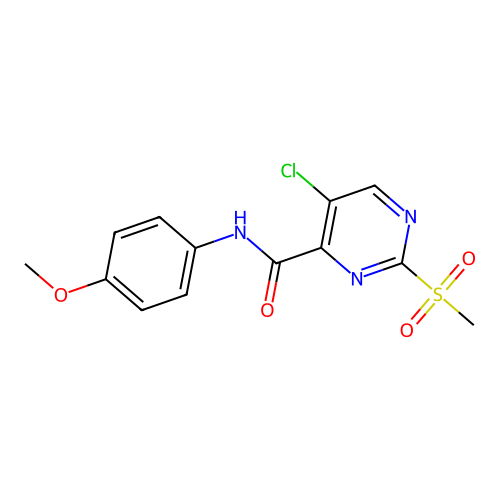 5-chloro-N-(4-methoxyphenyl)-2-methylsulfonylpyrimidine-4-carboxamide structure