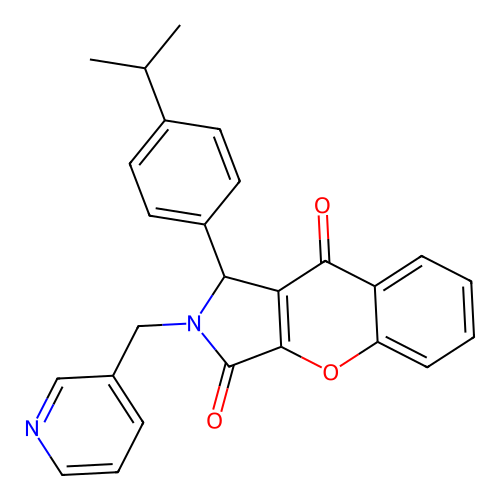 1-[4-(propan-2-yl)phenyl]-2-(pyridin-3-ylmethyl)-1,2-dihydrochromeno[2,3-c]pyrrole-3,9-dione structure
