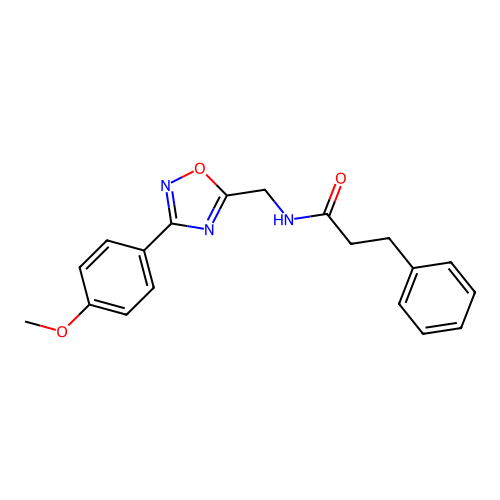 N-[[3-(4-methoxyphenyl)-1,2,4-oxadiazol-5-yl]methyl]-3-phenylpropanamide structure