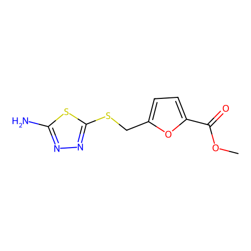 Methyl 5-[(5-amino-1,3,4-thiadiazol-2-yl)sulfanylmethyl]furan-2-carboxylate structure