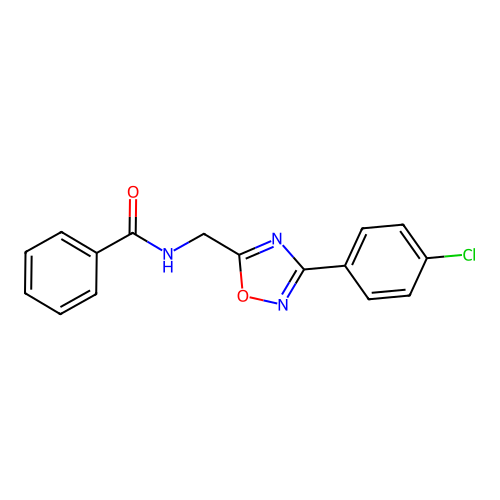 N-[[3-(4-chlorophenyl)-1,2,4-oxadiazol-5-yl]methyl]benzamide structure