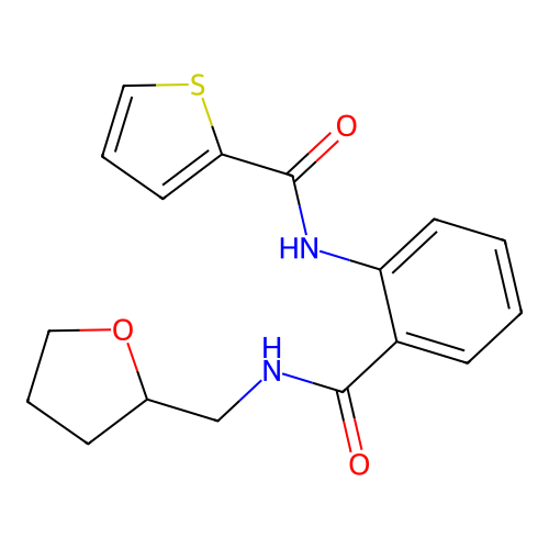 N-[2-(oxolan-2-ylmethylcarbamoyl)phenyl]thiophene-2-carboxamide structure
