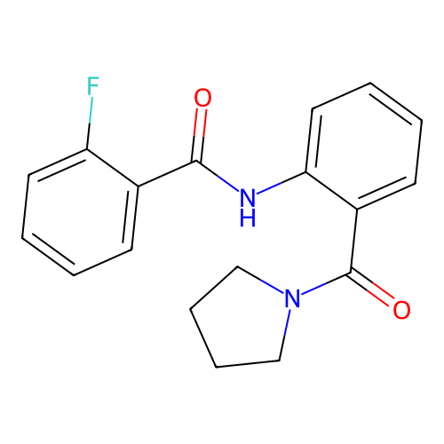 2-fluoro-N-[2-(pyrrolidine-1-carbonyl)phenyl]benzamide structure