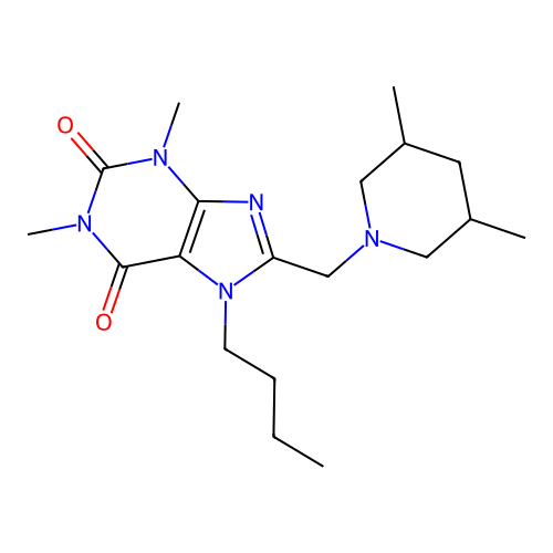 7-Butyl-8-[(3,5-dimethylpiperidin-1-yl)methyl]-1,3-dimethylpurine-2,6-dione structure