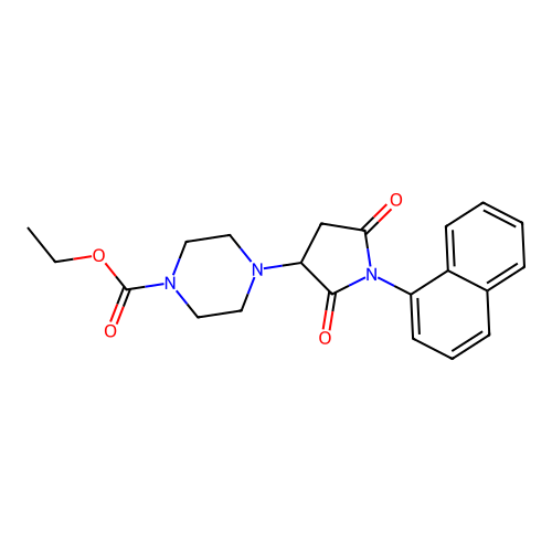 Ethyl 4-[1-(naphthalen-1-yl)-2,5-dioxopyrrolidin-3-yl]piperazine-1-carboxylate structure