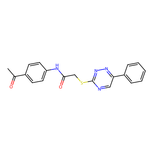 N-(4-acetylphenyl)-2-[(6-phenyl-1,2,4-triazin-3-yl)sulfanyl]acetamide structure