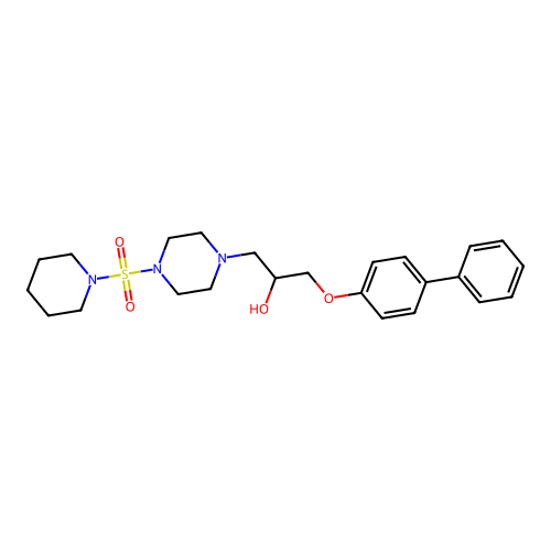 4-[2-Hydroxy-3-(4-phenylphenoxy)propyl]-1-(piperidylsulfonyl)piperazine structure