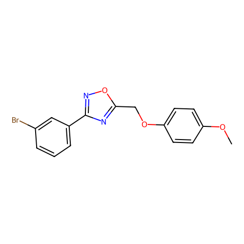 3-(3-Bromophenyl)-5-[(4-methoxyphenoxy)methyl]-1,2,4-oxadiazole structure