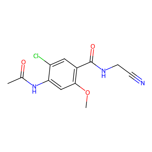 4-acetamido-5-chloro-N-(cyanomethyl)-2-methoxybenzamide structure