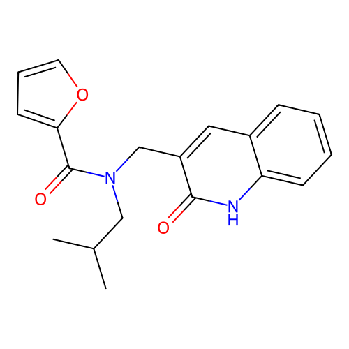 N-(2-methylpropyl)-N-[(2-oxo-1H-quinolin-3-yl)methyl]furan-2-carboxamide structure