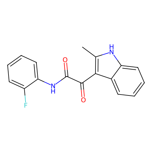 N-(2-fluorophenyl)-2-(2-methyl-1H-indol-3-yl)-2-oxoacetamide structure