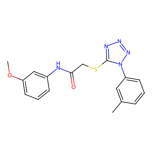 N-(3-methoxyphenyl)-2-[1-(3-methylphenyl)tetrazol-5-yl]sulfanylacetamide structure