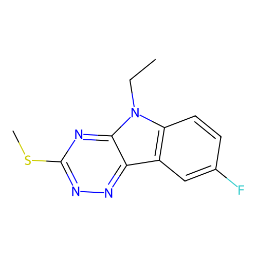 5-Ethyl-8-fluoro-3-methylsulfanyl-[1,2,4]triazino[5,6-b]indole structure